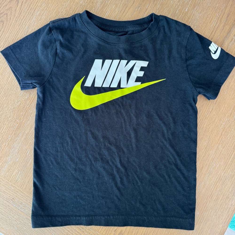 Nike Kids Black Tee with Yellow Swoosh